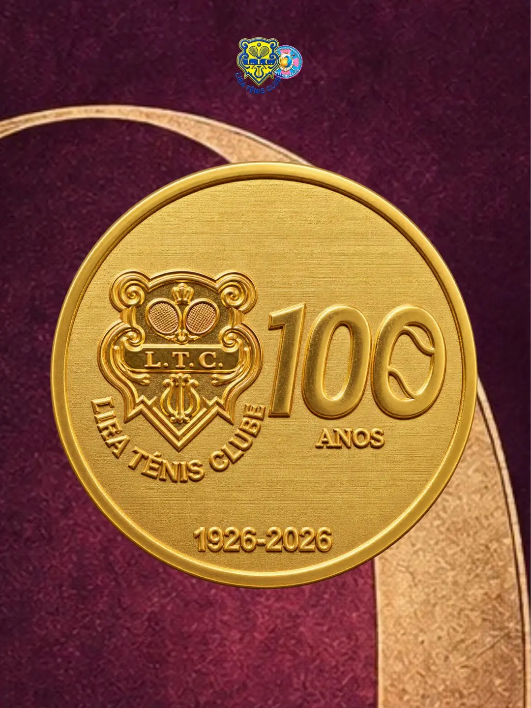 Medalha comemorativa Lira 100 Anos, do Lira Tênis Clube (1926-2026)